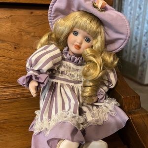Anco Porcelain Doll with music box